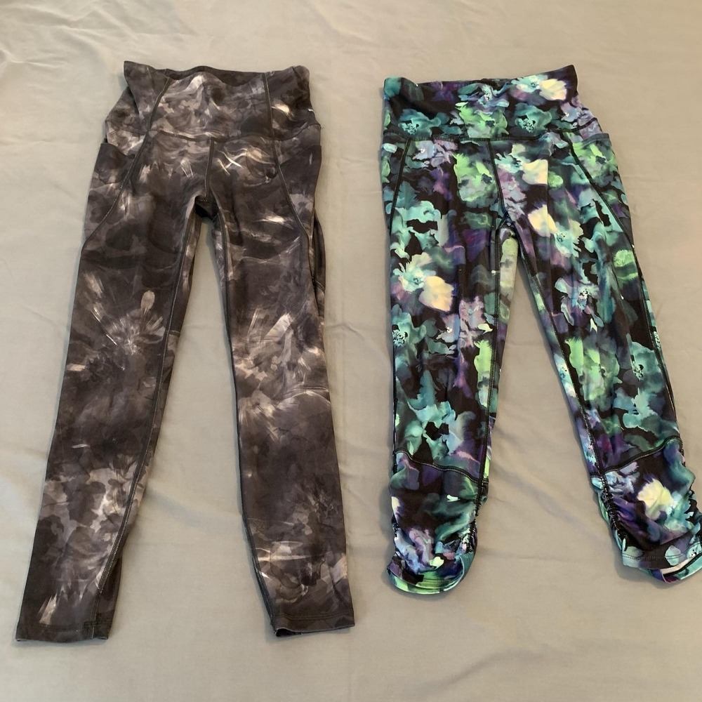 All In Motion Leggings Lot Of 2 Womens Medium Multicolor Tie Dye Ankle Yoga